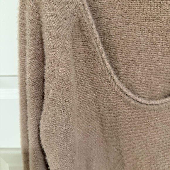 Hem & Thread Cozy Cream Fuzzy Knit Deep Scoop Neck Sweater - Picture 2 of 6